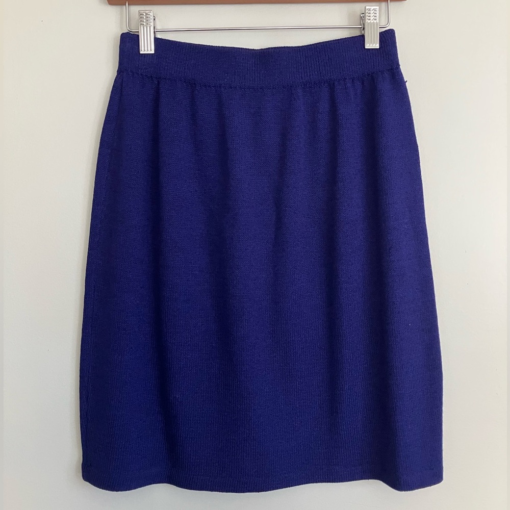 ST. JOHN Evening By Marie Grey Purple Knit Vintage Pencil Skirt Size 6